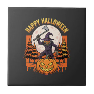 Azulejo Espantapájaros Feliz Halloween Jack O Linterna Vec