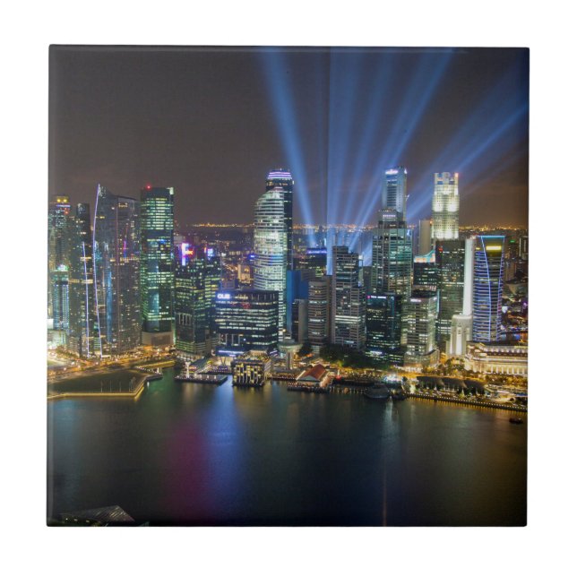 Azulejo Espectáculo de luces en el centro de Singapur (Frente)