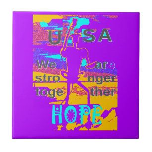 Azulejo Esperanza psicodélica de EEUU: Arte Neon Unity