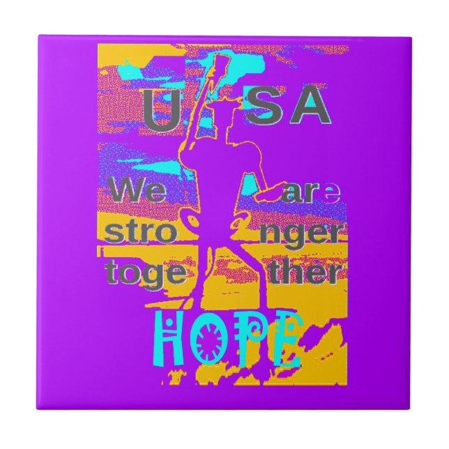Azulejo Esperanza psicodélica de EEUU: Arte Neon Unity (Frente)