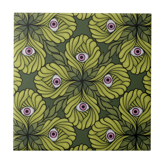 Azulejo Espinoso patrón de arte de fantasía verde de la pr (Frente)