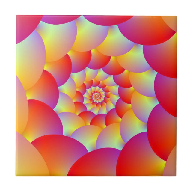 Azulejo Espiral de bolas en amarillo rojo y Naranja (Frente)