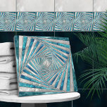 Azulejo Espiral de mosaico geométrico - Aquamarina y Perla<br><div class="desc">Espiral de mosaico geométrico - Aquamarina y Perla</div>