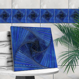 Azulejo Espiral de mosaico geométrico - Mármol azul