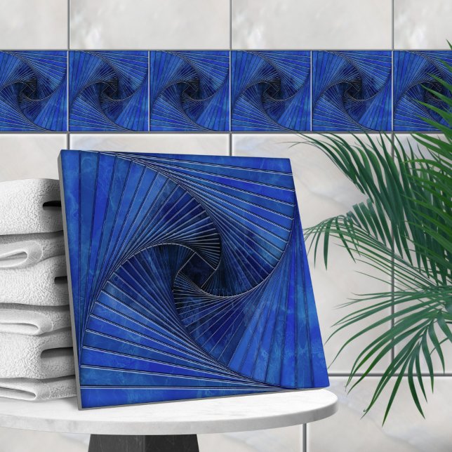 Azulejo Espiral de mosaico geométrico - Mármol azul (Subido por el creador)