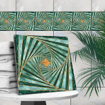 Azulejo Espiral de mosaico geométrico - Mármol verde y oro<br><div class="desc">Espiral de mosaico geométrico - Mármol verde y oro</div>