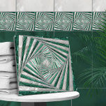 Azulejo Espiral de mosaico geométrico - Mármol verde y per<br><div class="desc">Espiral de mosaico geométrico - Mármol verde y perla</div>