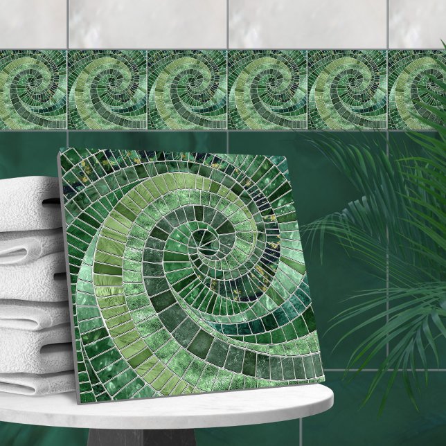 Azulejo Espiral de ola de mosaico - Verde silencioso (Subido por el creador)