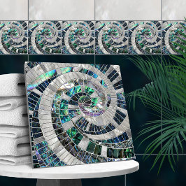 Azulejo Espiral de oleada de mosaico - Abalone y Pearl