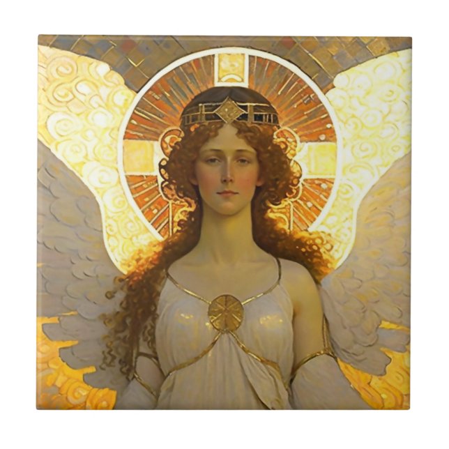 Azulejo Espíritu ángel dorado de la tarde   (Frente)
