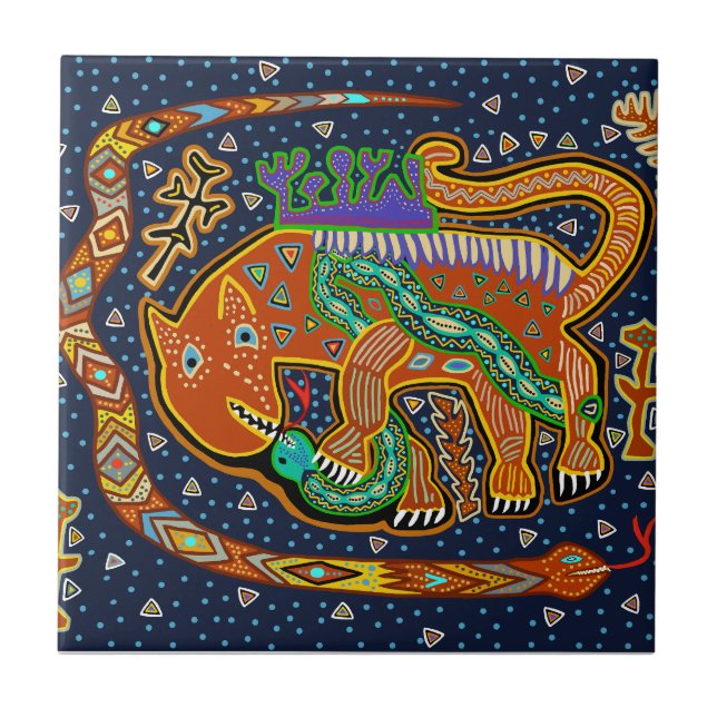 Azulejo Espíritu del tigre tribal Rey chamán (Frente)