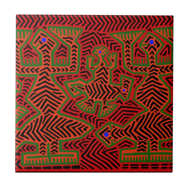 Azulejo Espíritus Mola de los indios Kuna (Frente)