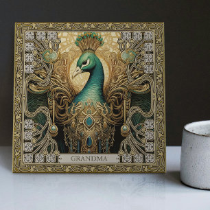 Azulejo Esplendor de Pavón Místico Personalizado con Joyas