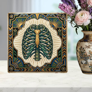 Azulejo Esqueleto Anatómico de Costillar Verde Art Déco