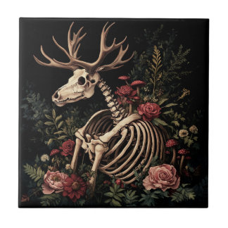 Azulejo Esqueleto de Ciervo Floral Gótico