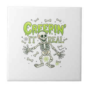 Azulejo Esqueleto de Creepin It Real Halloween Huesos Arañ