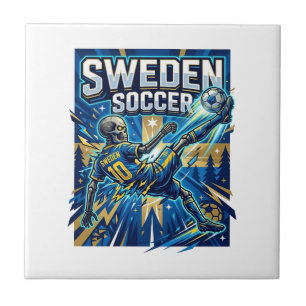 Azulejo Esqueleto de fútbol de Suecia cartel de naciones d
