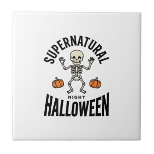 Azulejo Esqueleto de Halloween Sobrenatural Divertido Vint