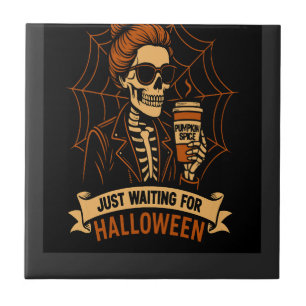 Azulejo Esqueleto esperando Halloween