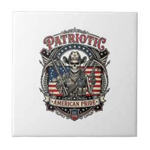 Azulejo Esqueleto Patriota Vaquero Patriota Oscuro Esquele