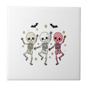 Azulejo Esqueletos bailando lindos de Halloween
