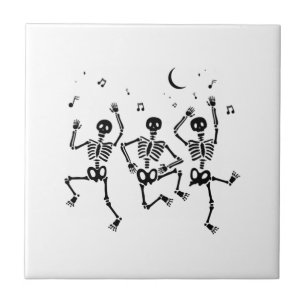 Azulejo Esqueletos bailarines divertidos de Halloween Feli