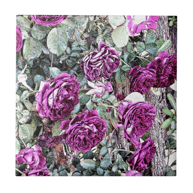 Azulejo Esquema de tinta de rosas (Frente)