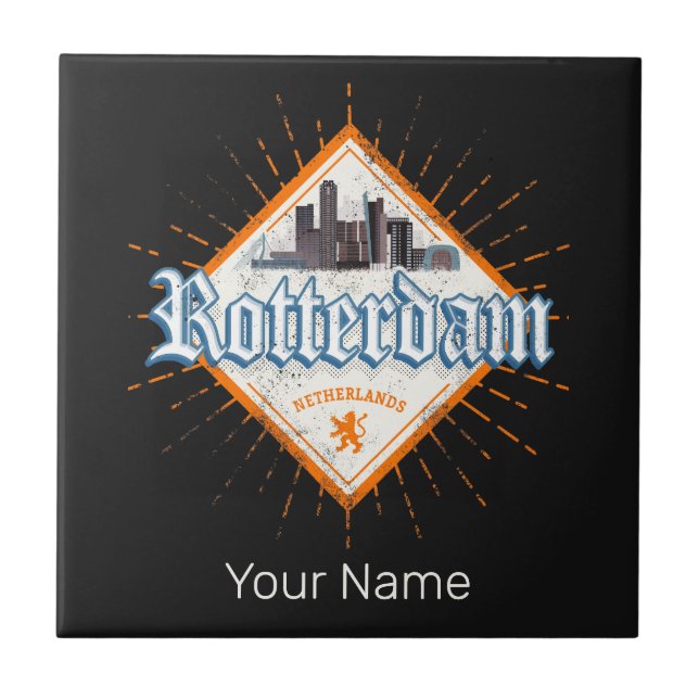 Azulejo Esquina holandesa de la línea aérea de Rotterdam (Frente)