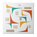 Azulejo Esquinas Y Rectángulos Coloridos Modernos a mediad<br><div class="desc">Añade un toque de color a tu trabajo de tejas con este tejido de cerámica moderna de mediados de siglo. Está decorado con colores vivos y llamativos,  azul verde azulado,  naranja,  naranja quemado y dos tonos marrones.</div>