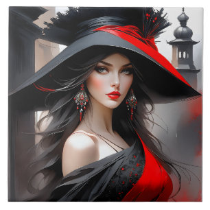 Azulejo Esta mujer tiene una cara fantástica. Es caucásica