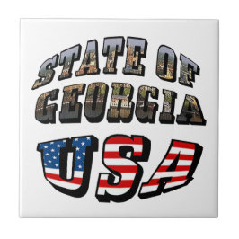 Azulejo Estado de Georgia y Estados Unidos - Bandera Texto