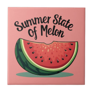 Azulejo Estado de verano de sandía Arte de Fruta Retro