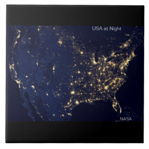 Azulejo Estados Unidos de noche, imagen de la NASA