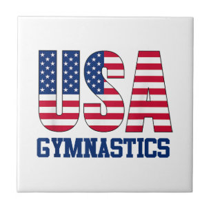 Azulejo Estados Unidos: Deportes de gimnasia con bandera e
