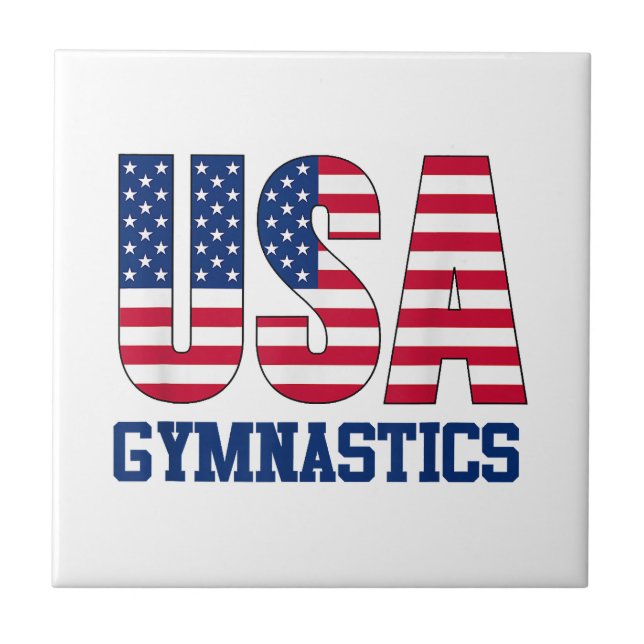 Azulejo Estados Unidos: Deportes de gimnasia con bandera e (Frente)