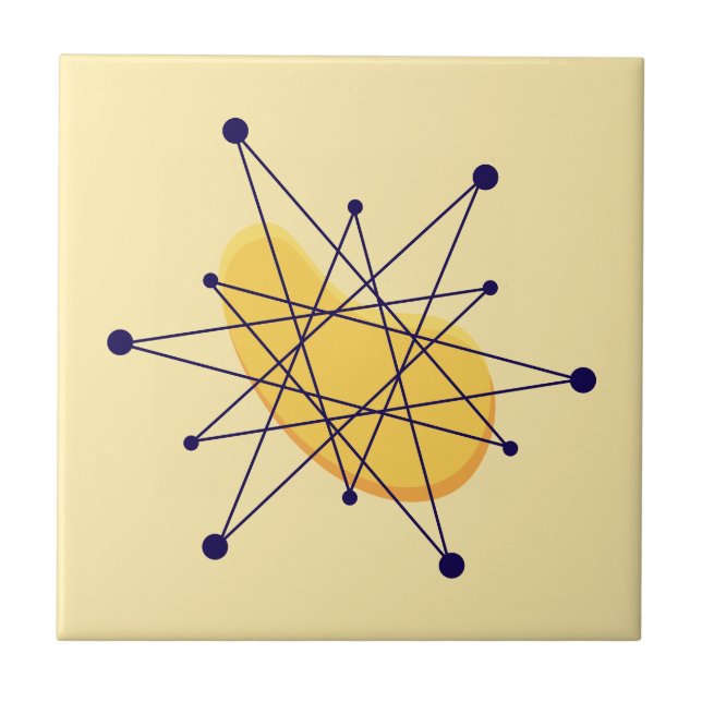 Azulejo Estallido de estrella atómica retro de estilo de m (Frente)