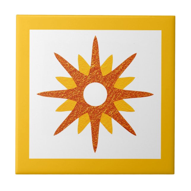 Azulejo Estallido de Estrella Naranja Moderno de Mitad de  (Frente)