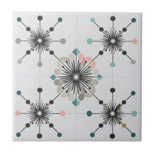 Azulejo Estallido Estelar Atómico Retro Moderno de Mediano