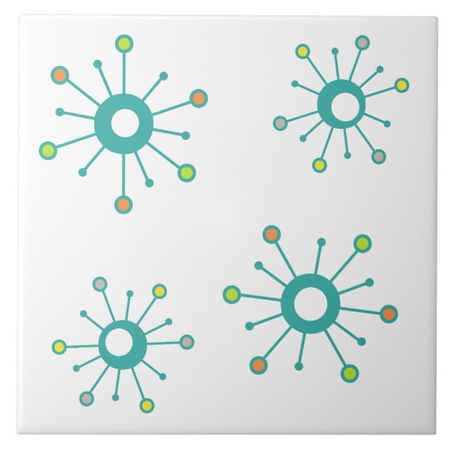 Azulejo Estallidos atómicos de color turquesa (Frente)