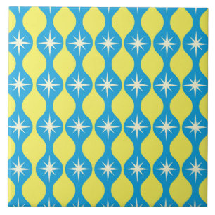 Azulejo Estallidos de estrellas retro de mediados de siglo