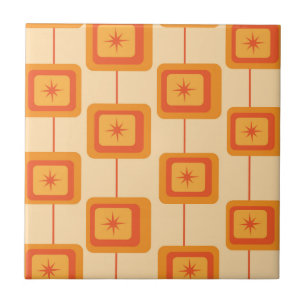 Azulejo Estallidos de estrellas retro de mediados de siglo