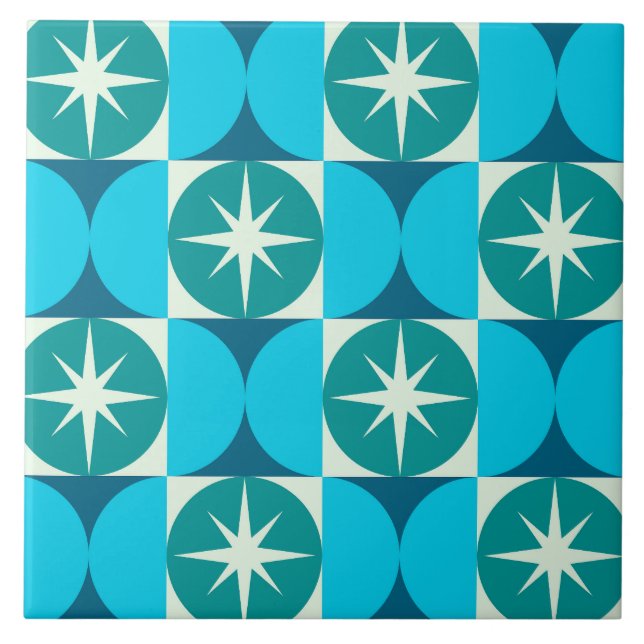 Azulejo Estallidos de mediados de siglo en círculos Verde  (Frente)