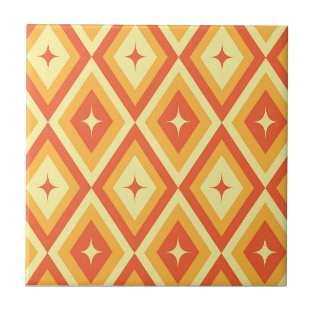 Azulejo Estallidos de mediados de siglo sobre diamantes ro (Frente)