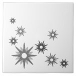 Azulejo Estallidos modernos de mediados del siglo | Pista<br><div class="desc">Diseño de inspiración moderna de mediados del siglo XX con estrenos retro vintage en tonos grises plateados sobre un fondo blanco. Diseño sencillo y moderno.</div>