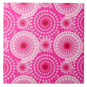 Azulejo Estallidos y torres de pino, rosa fucsia y marrón