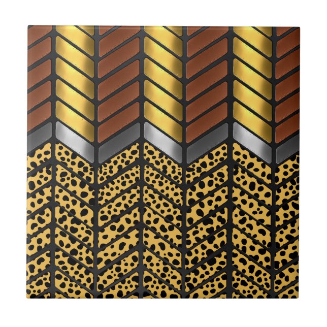 Azulejo Estampa Animal de Guepardo de Chevron Zigzag Moder (Frente)