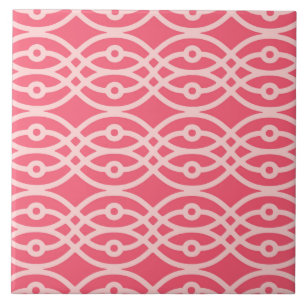 Azulejo Estampa de kimono, rosa coral profundo