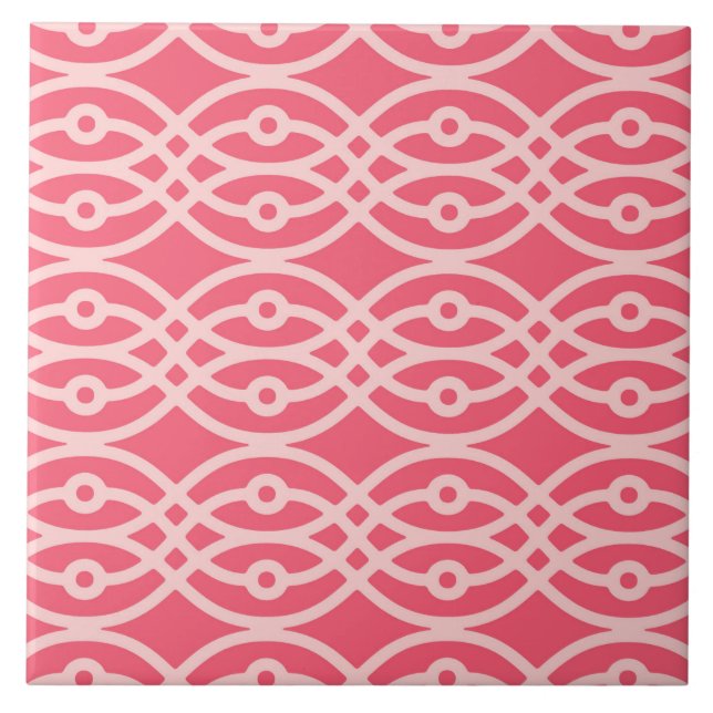 Azulejo Estampa de kimono, rosa coral profundo (Frente)