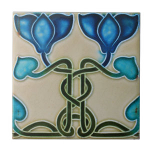 Azulejo - Estampa Vintage de Tulipanes Azules