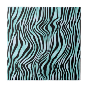 Azulejo Estampado Animal Azul Brillante Piel de Cebra Turq